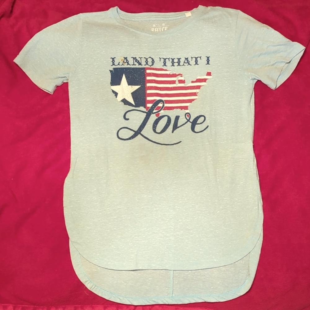 ROYCE BRAND LADIES TEE, SIZE M, BLUE AND RED